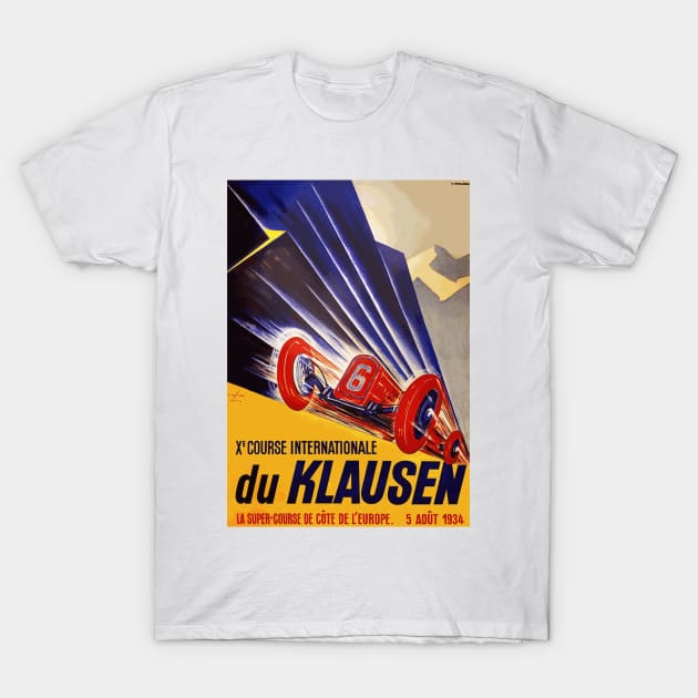 1934 Klausen Automobile Race, Klausen Switzerland - Vintage Poster Design T-Shirt by Naves